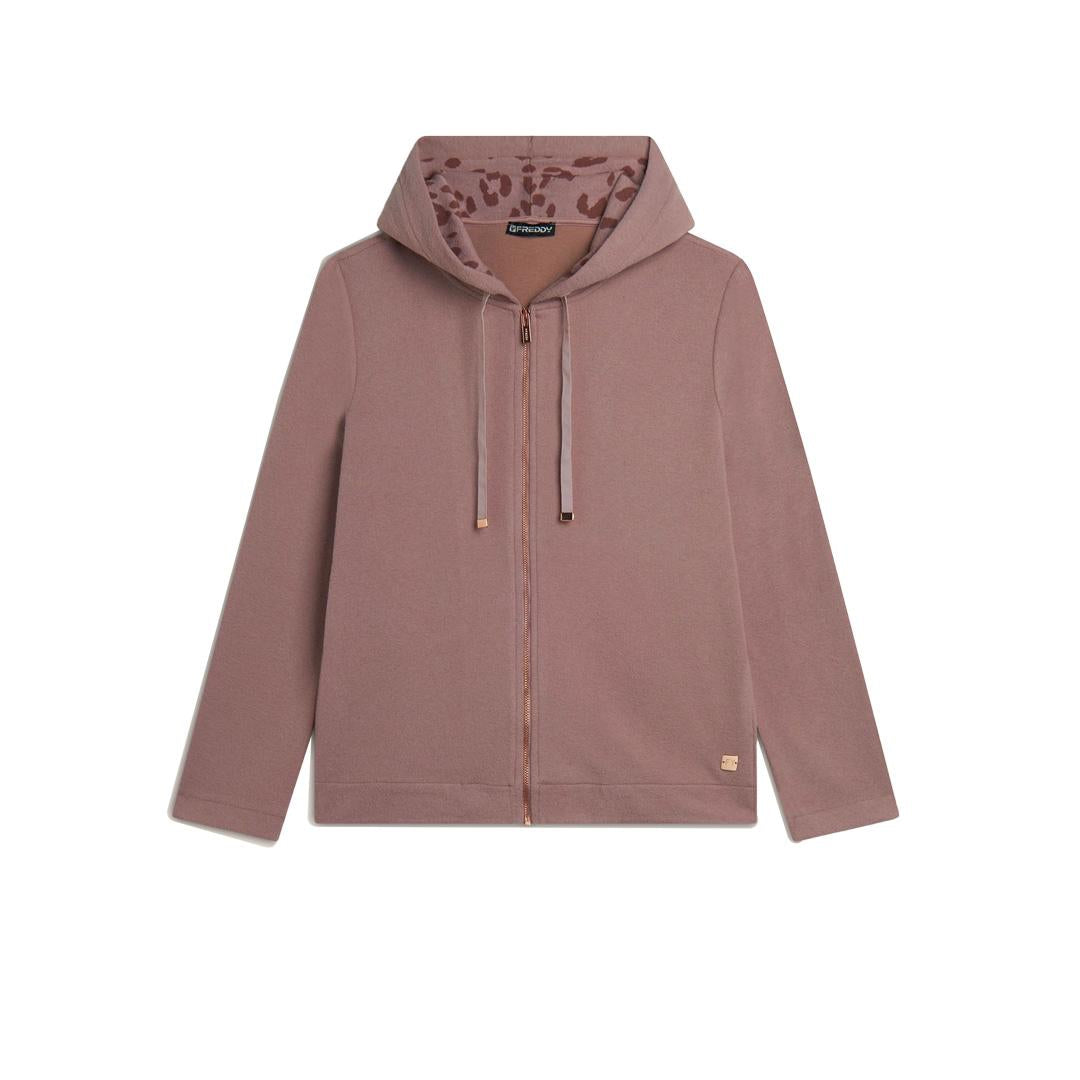 Felpa Viscosa Tricot Con Cappuccio Animalier Donna F4WSLS19 Z85 FREDDY 